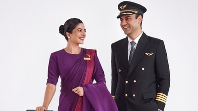 Fashion takes flight: Manish Malhotra designs new uniform for Air India cabin crew and pilots (Photo by Twitter/khabri_lal) Fashion takes flight: Manish Malhotra designs new uniform for Air India cabin crew and pilots (Photo by Twitter/khabri_lal)