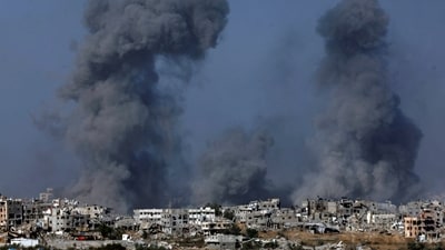 Israel has been carrying out simultaneous air raids across Gaza over the last few days, resulting in an increase in the death toll (Reuters) (REUTERS)