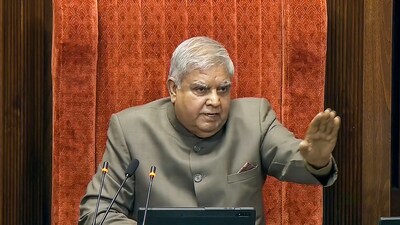 Rajya Sabha Chairman Jagdeep Dhankhar conducts proceedings in the House (PTI) Rajya Sabha Chairman Jagdeep Dhankhar conducts proceedings in the House (PTI)