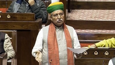 Union law minister Arjun Ram Meghwal speaks in the Rajya Sabha during the Winter session of Parliament. (PTI) Union law minister Arjun Ram Meghwal speaks in the Rajya Sabha during the Winter session of Parliament. (PTI)