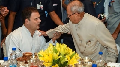 Former president Pranab Mukherjee during the Iftar party hosted by the Congress president Rahul Gandhi on June 13, 2018. (PTI file)