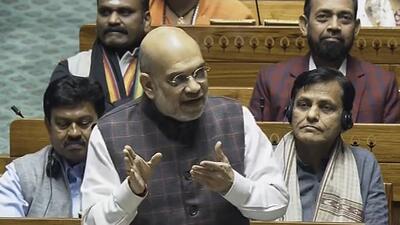 Union home minister Amit Shah speaks in the Lok Sabha on Tuesday. (PTI) Union home minister Amit Shah speaks in the Lok Sabha on Tuesday. (PTI)