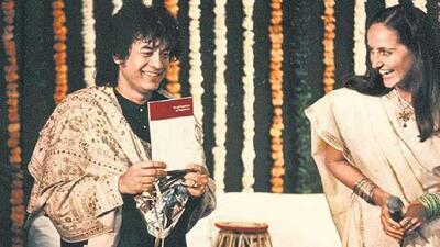 Ustad Zakir Hussain with theatre personality Sanjana Kapoor at a past Keli-Prithvi Theatre collaboration. (HT File Photo) Ustad Zakir Hussain with theatre personality Sanjana Kapoor at a past Keli-Prithvi Theatre collaboration. (HT File Photo)