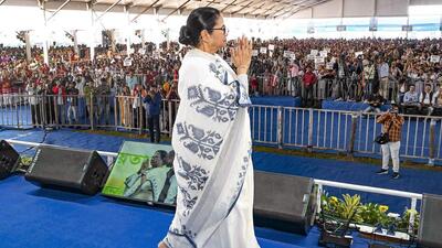 West Bengal Chief Minister and TMC chief Mamata Banerjee at a programme at Kanchenjunga Stadium in Siliguri (PTI/CMO)