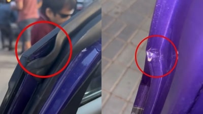 The image shows improperly fitted door rubber beading and shoddy welding, among other flaws in Tata Nexon. (Instagram/@shras007) The image shows improperly fitted door rubber beading and shoddy welding, among other flaws in Tata Nexon. (Instagram/@shras007)