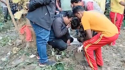 The abandoned bore-well is located in a forest close to the village. (ANI) The abandoned bore-well is located in a forest close to the village. (ANI)