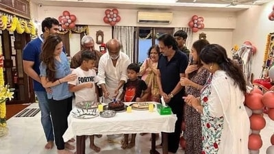 Rajinikanth celebrates birthday with his family. Rajinikanth celebrates birthday with his family.