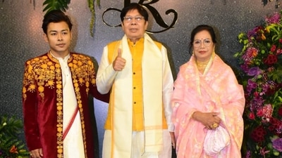 Lin Laishram's family stepped out in their traditional ensembles for the reception. Lin hails from Manipur and the wedding took place in Manipur on November 29. Lin Laishram's family stepped out in their traditional ensembles for the reception. Lin hails from Manipur and the wedding took place in Manipur on November 29. 