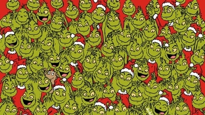 Brain Teaser: Can you find 5 ball ornaments among Grinches in 10 seconds? (Facebook/@thedudolf) Brain Teaser: Can you find 5 ball ornaments among Grinches in 10 seconds? (Facebook/@thedudolf)