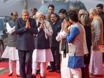 Prime Minister Narendra Modi, Union Minister Amit Shah and several other top political leaders and ministers of the country on Wednesday aid their tributes to the fallen Jawans on the 22 years of the Parliament Attack in the old Parliament building.&nbsp;(ANI)