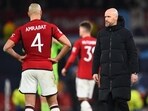 Erik ten Hag reacts after the UEFA Champions League group A football match between Manchester United and FC Bayern Munich