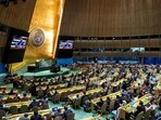 Israeli ambassador to the UN Gilad Erdan speaks to delegates during the United Nations General Assembly