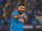 Mohammed Shami celebrates the wicket of Australia's David Warner during the ICC Men's Cricket World Cup 2023 final Mohammed Shami celebrates the wicket of Australia's David Warner during the ICC Men's Cricket World Cup 2023 final