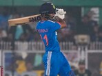 Ruturaj Gaikwad in action for India. Ruturaj Gaikwad in action for India.