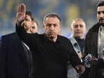  MKE Ankaragucu President Faruk Koca reacts as he leaves the field after the team's Super Lig home match against Caykur Rizespor
