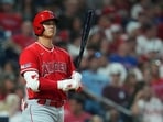 Shohei Ohtani of the Los Angeles Angels in action against the Philadelphia Phillies.