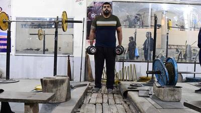 A body builder at Ludhiana Weightlifting Club in Ludhiana. (Manish/HT) A body builder at Ludhiana Weightlifting Club in Ludhiana. (Manish/HT)