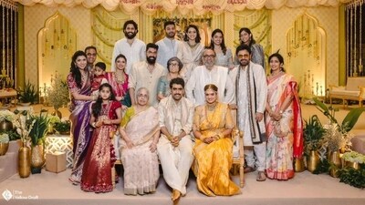 The Daggubati family at Abhiram and Prathyusha's wedding (The Yellow Draft - Instagram) The Daggubati family at Abhiram and Prathyusha's wedding (The Yellow Draft - Instagram)