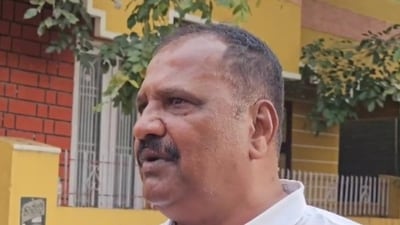 Devraj, the father of the accused Manoranjan. (PTI) Devraj, the father of the accused Manoranjan. (PTI)