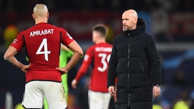 Erik ten Hag reacts after the UEFA Champions League group A football match between Manchester United and FC Bayern Munich (AFP) Erik ten Hag reacts after the UEFA Champions League group A football match between Manchester United and FC Bayern Munich (AFP)