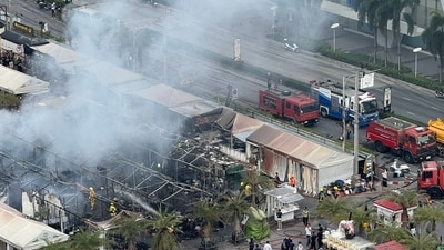 Bangkok Market Fire: Major fire seen in parts of the market. Bangkok Market Fire: Major fire seen in parts of the market.