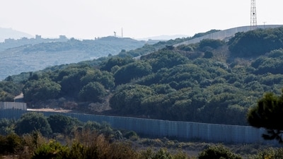 Israel-Hamas War: A border wall is pictured in the town of Marwahin, near the border with Israel, in southern Lebanon. (Reuters)