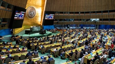 While 23 countries abstained from voting on the UNGA resolution, ten countries, including the US and Israel, voted against the motion. (Reuters)