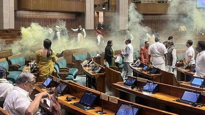 Lok Sabha speaker Om Birla assured lawmakers that the smoke was not hazardous to human health. (X/DrSenthil_MDRD) Lok Sabha speaker Om Birla assured lawmakers that the smoke was not hazardous to human health. (X/DrSenthil_MDRD)