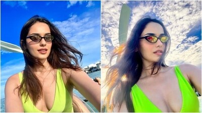 Manushi posted photos of herself kayaking with the caption, "#PassengerPrincess [princess, dolphin, blue heart and palm tree emojis]." The post shows the actor sitting in the front of her kayak and clicking pictures while her brother rowed the boat. She wore a neon green swimsuit for the occasion.&nbsp; (Instagram)