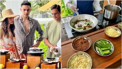 Manushi also posted photos from a cooking class she attended with her father and brother. She posted the clicks with the caption, "Cooking classes and gossip with some serious contemplation [orange heart emojis]."&nbsp; (Instagram)