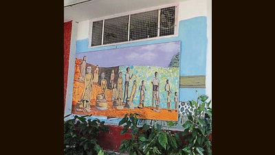 Murals put up outside the wall of a public convenience building in Chandigarh. (HT) Murals put up outside the wall of a public convenience building in Chandigarh. (HT)
