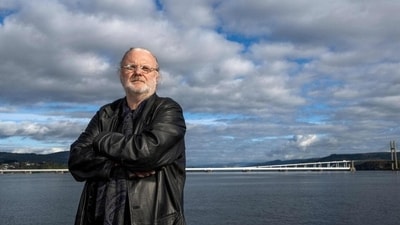 Norwegian playwright Jon Fosse poses for a photo near Frekhaug, north of Bergen in Norway on October 5, 2023, after the Swedish Academy awarded him the 2023 Nobel literature prize. Jon Fosse’s plays are among the most widely staged of any contemporary playwright in Europe. (EIRIK HAGESAETER / Bergensavisen / AFP)