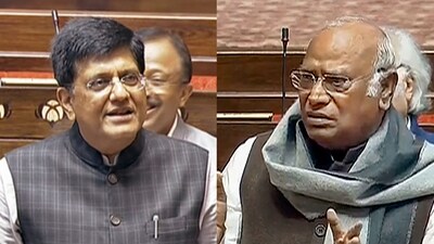 Union minister Piyush Goyal and Mallikarjun Kharge. Union minister Piyush Goyal and Mallikarjun Kharge.