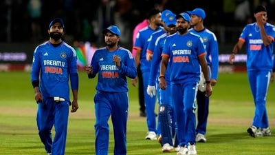 India's Ravindra Jadeja, left, leave the field at the end of play after the second T20 cricket match between South Africa and India. (AP) India's Ravindra Jadeja, left, leave the field at the end of play after the second T20 cricket match between South Africa and India. (AP)