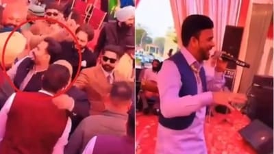 Screengrabs from a video showing the inmate at a wedding ceremony
