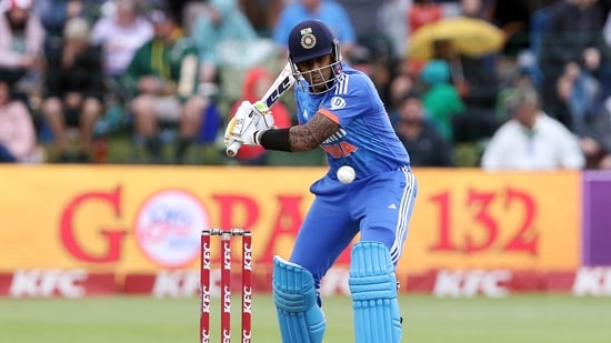 Suryakumar Yadav plays a shot during the 2nd T20I match against South Africa, (BCCI-X)