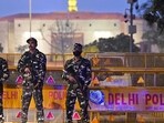 Security personnel high alert near Parliament House, as police detained two persons on security breach at Lok Sabha, in New Delhi, India. (Hindustan Times) Security personnel high alert near Parliament House, as police detained two persons on security breach at Lok Sabha, in New Delhi, India. (Hindustan Times)