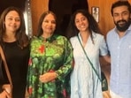 Jyotika and Suriya posed for a click with Shabana Azmi Jyotika and Suriya posed for a click with Shabana Azmi