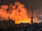 Fire and smoke erupt after Israeli bombardment in Rafah in the southern Gaza Strip. (AFP) Fire and smoke erupt after Israeli bombardment in Rafah in the southern Gaza Strip. (AFP)
