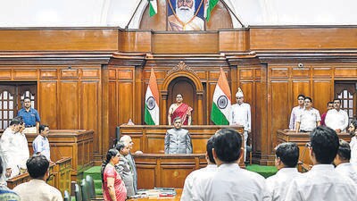 A session of the Delhi assembly underway in August. The winter session will begin at 11am, and all legislators have been issued notices to attend, said officials. (HT Archive) A session of the Delhi assembly underway in August. The winter session will begin at 11am, and all legislators have been issued notices to attend, said officials. (HT Archive)