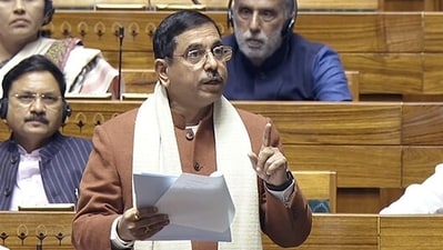 Union minister for Parliamentary Affairs, Pralhad Joshi, speaks in Lok Sabha during the Winter Session of Parliament. (ANI) Union minister for Parliamentary Affairs, Pralhad Joshi, speaks in Lok Sabha during the Winter Session of Parliament. (ANI)