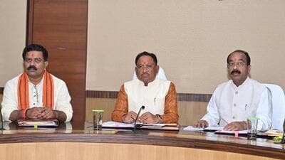 Chhattisgarh chief minister Vishnu Deo Sai on Thursday chaired his first cabinet meeting (Twitter Photo)