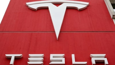 The logo of car manufacturer Tesla (REUTERS)