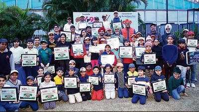 Over 95 children took part in the Indian Oil Junior and Sub Junior Open Golf Tournament at the Chandigarh Golf Club. (HT)