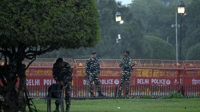 Security personnel near Parliament. (HT PHOTO) Security personnel near Parliament. (HT PHOTO)