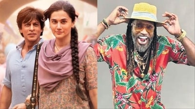 Shah Rukh Khan lauded Chris Gayle after he danced to Dunki song. Shah Rukh Khan lauded Chris Gayle after he danced to Dunki song.