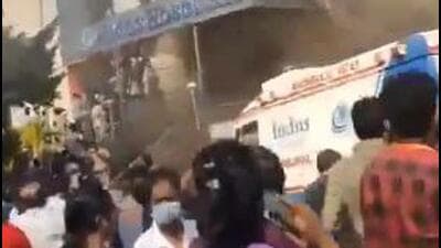 The fire is suspected to have started on the second floor (Videograb) The fire is suspected to have started on the second floor (Videograb)