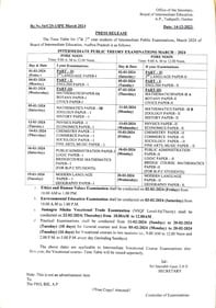 AP Inter Board Exam 2024 Datesheet AP Inter Board Exam 2024 Datesheet