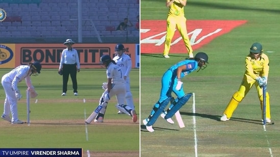 Harmanpreet Kaur: Now (L) and Then (last year) (Screengrab)