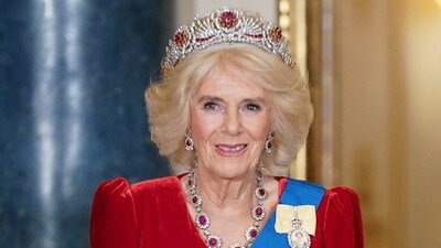 Britain's Queen Camilla poses ahead of the State Banquet during the South Korean President state visit, at Buckingham Palace in London, Britain November 21, 2023. Yui Mok/Pool via REUTERS (via REUTERS)